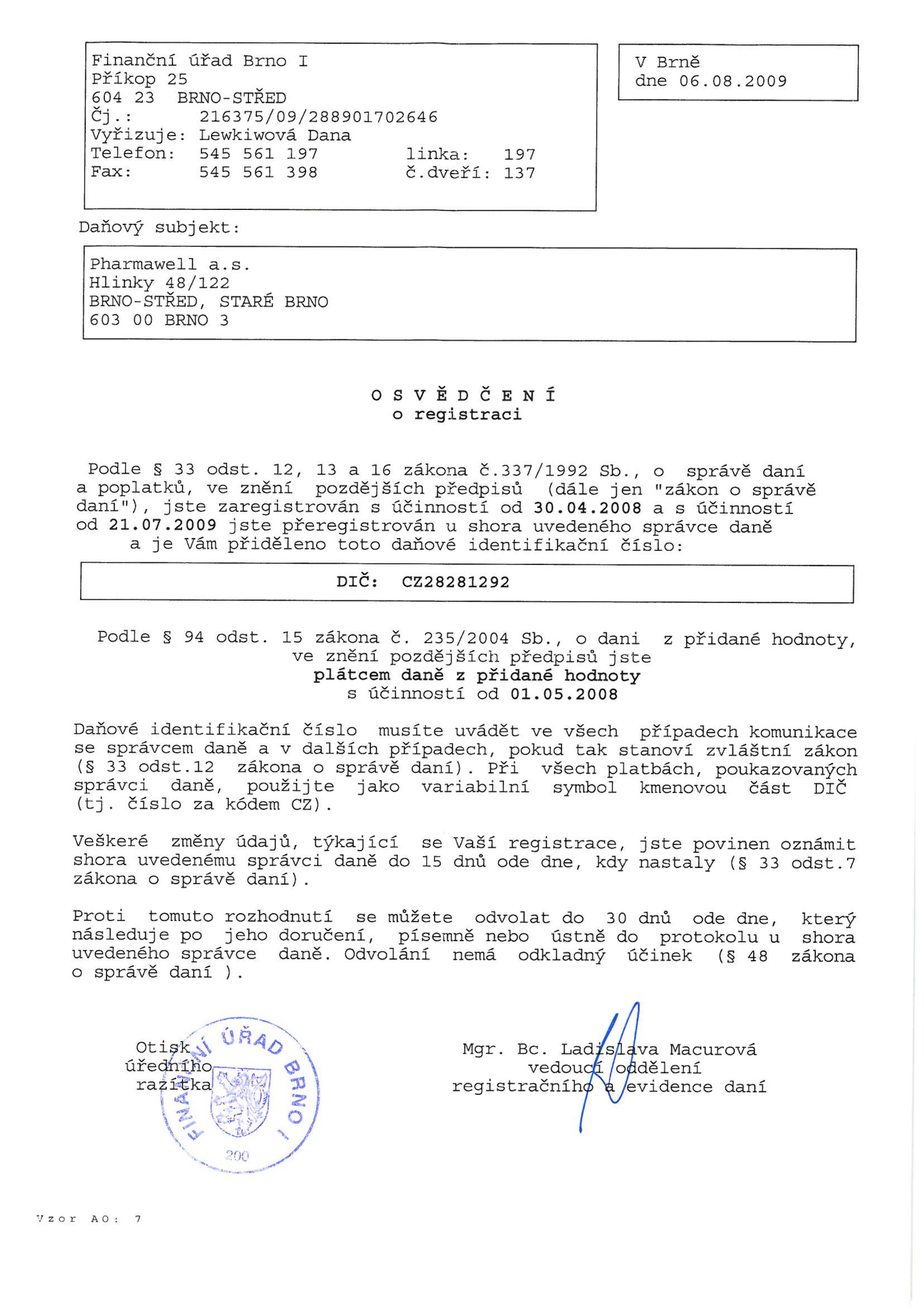 VAT Registration Certificate